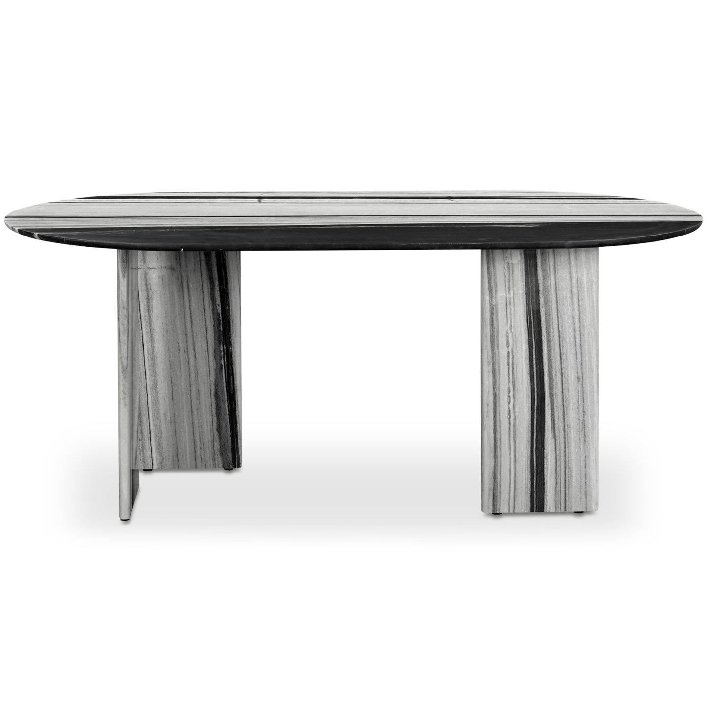 Celia Dining Table – Panda Marble Oval with Geometric Base