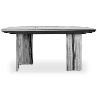 Celia Dining Table – Panda Marble Oval with Geometric Base