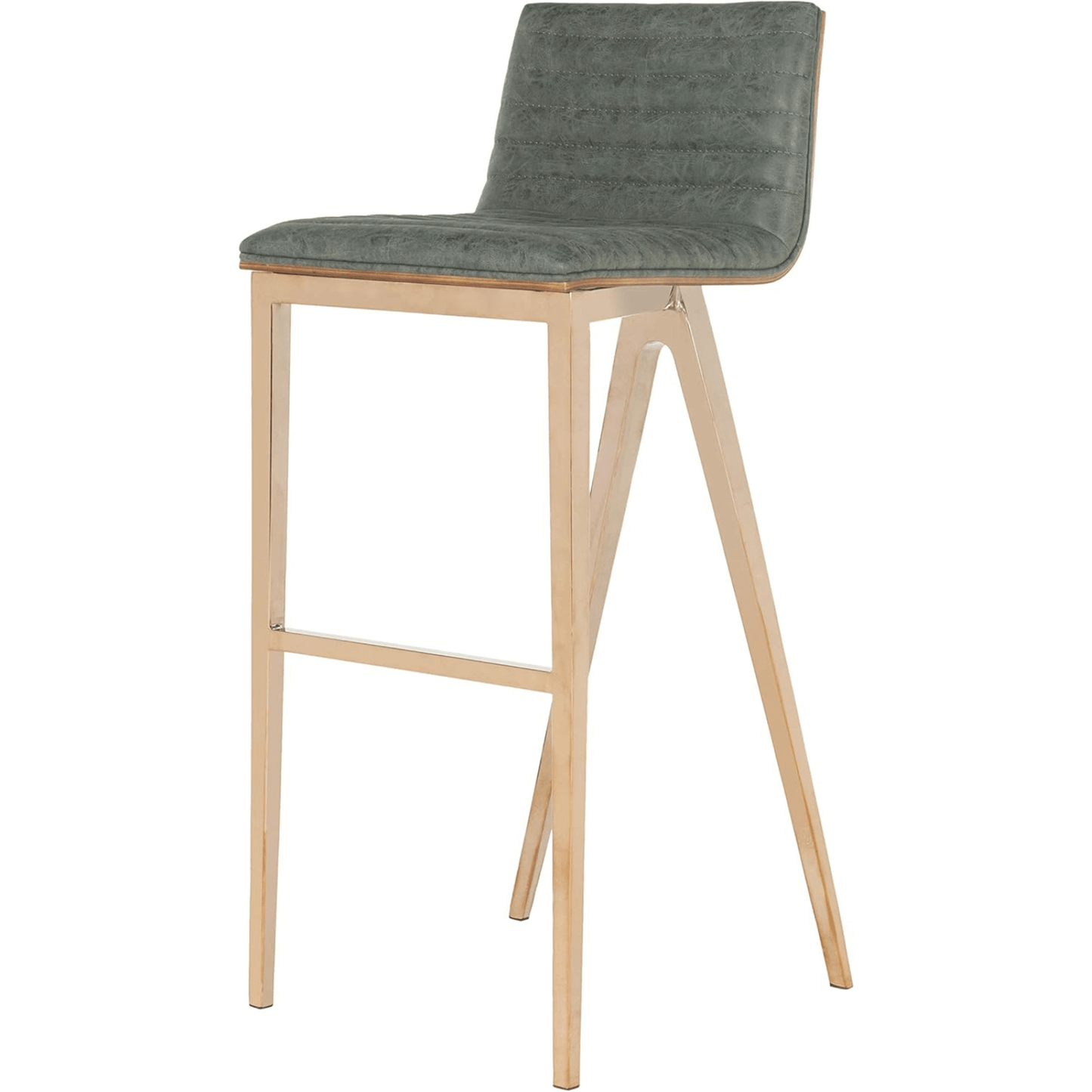 Mckay Bar Stool Ash Green – Retro Faux Leather Stool