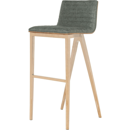 Mckay Bar Stool Ash Green – Retro Faux Leather Stool