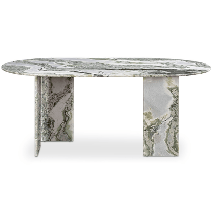 Celia Oval Dining Table in Elegant Green Onyx Marble