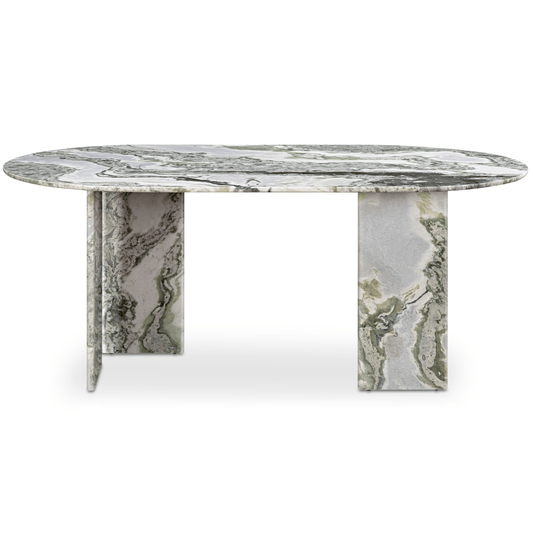 Celia Oval Dining Table in Elegant Green Onyx Marble