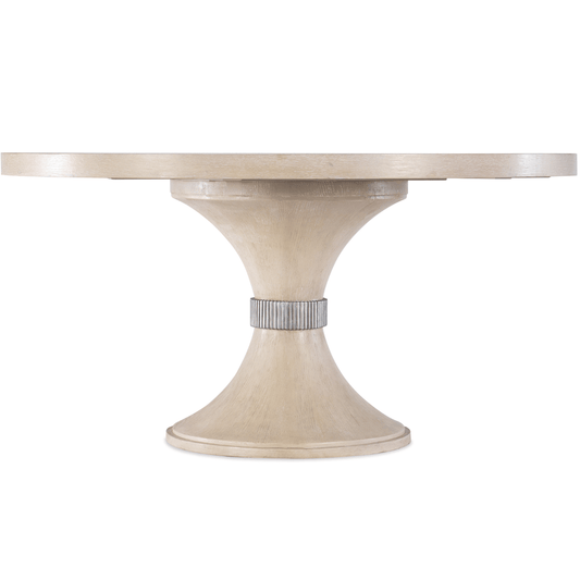 Nouveau Chic Round Pedestal Dining Table, Oak Veneer Finish