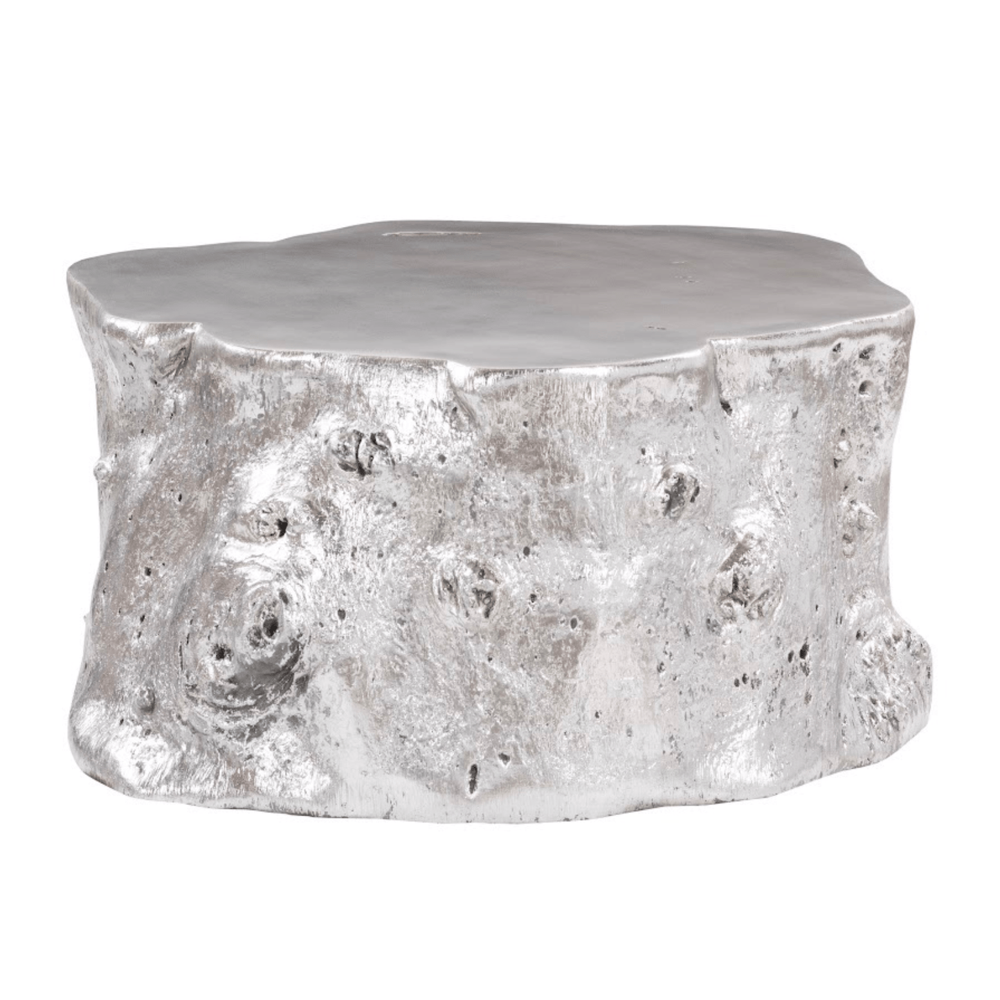 Log Coffee Table in Silver Leaf – Modern Organic 36″