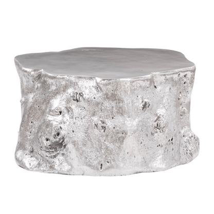 Log Coffee Table in Silver Leaf – Modern Organic 36″
