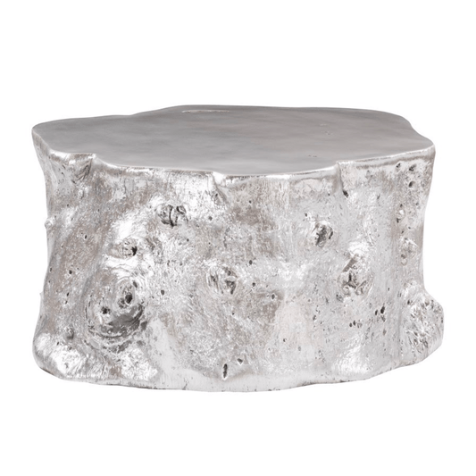Log Coffee Table in Silver Leaf – Modern Organic 36″