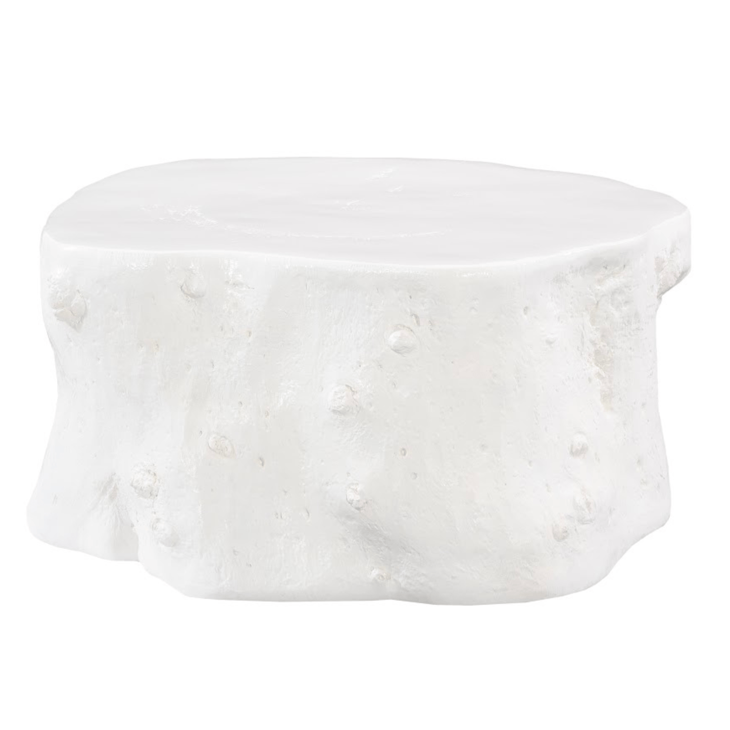 Log Coffee Table in Gel Coat White – Modern Organic 36″