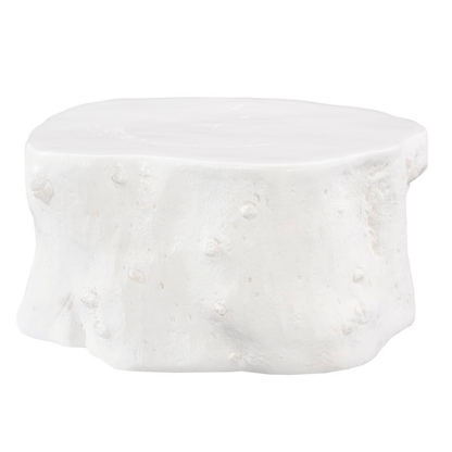 Log Coffee Table in Gel Coat White – Modern Organic 36″