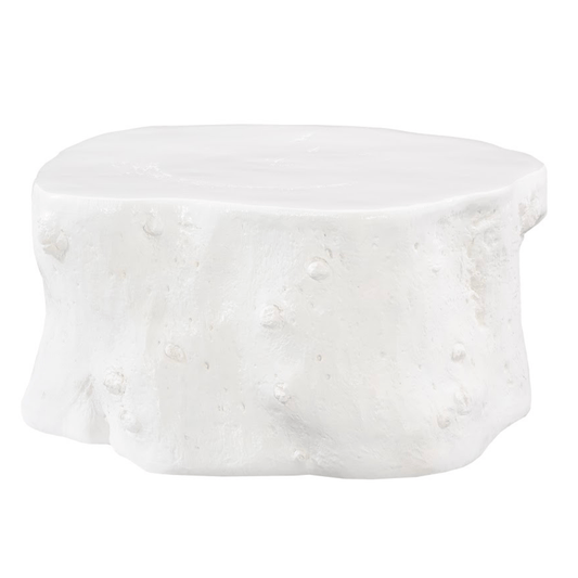 Log Coffee Table in Gel Coat White – Modern Organic 36″