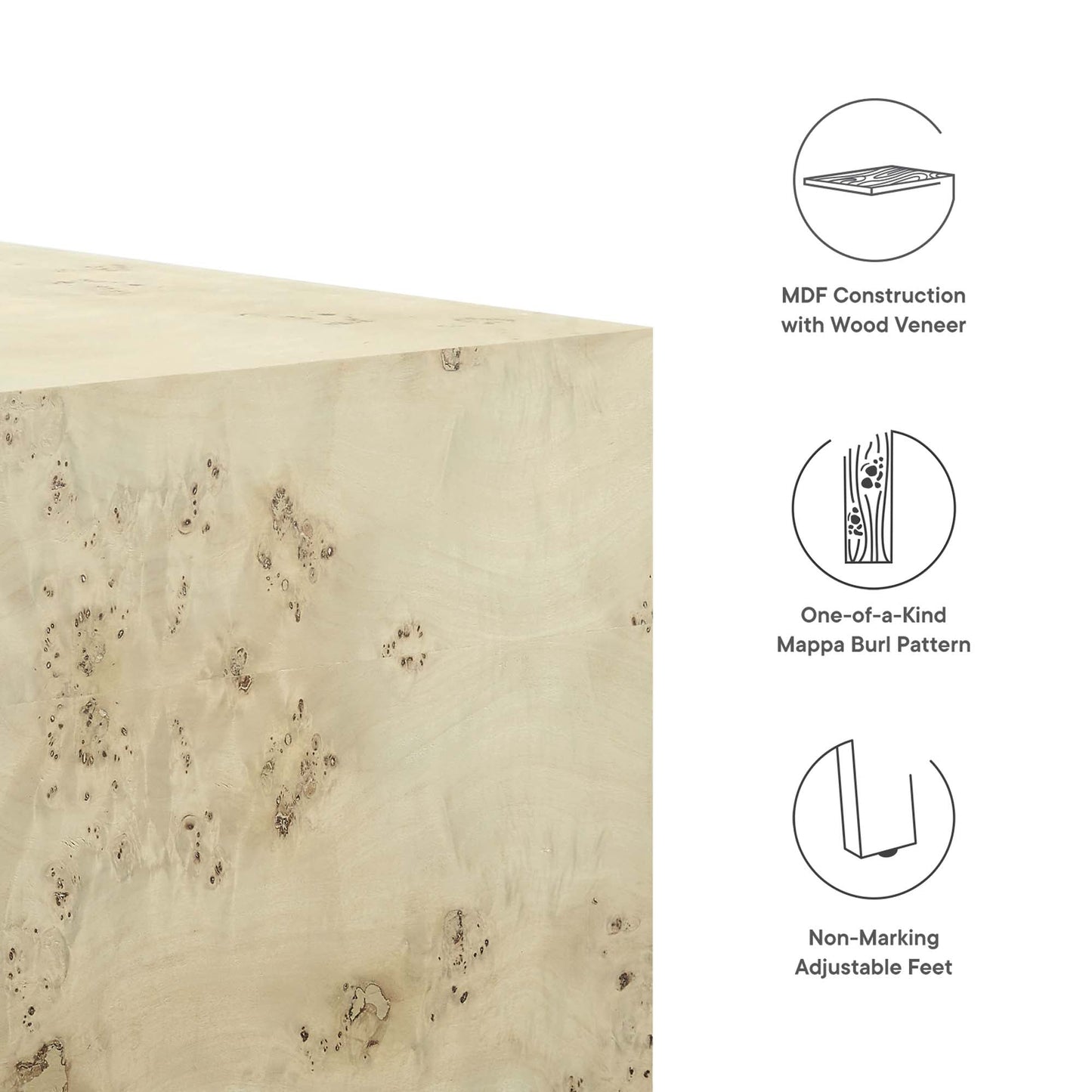 Cosmos Coffee Table in Bleached Burl