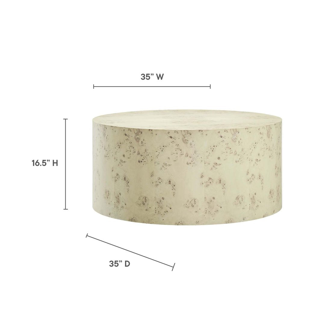 Cosmos Round Coffee Table in Bleached Burl