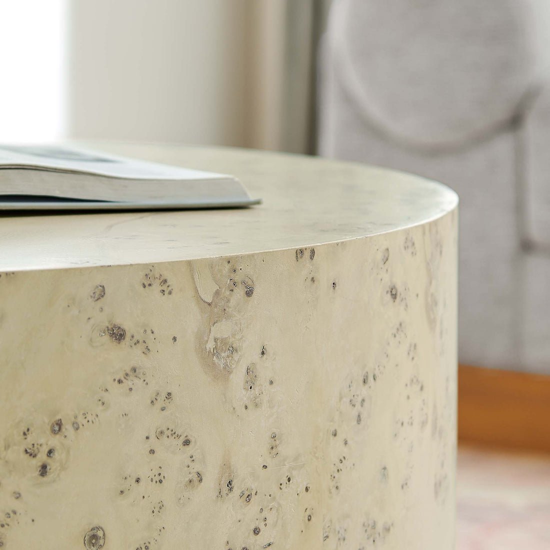 Cosmos Round Coffee Table in Bleached Burl