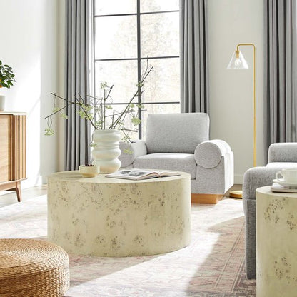 Cosmos Round Coffee Table in Bleached Burl