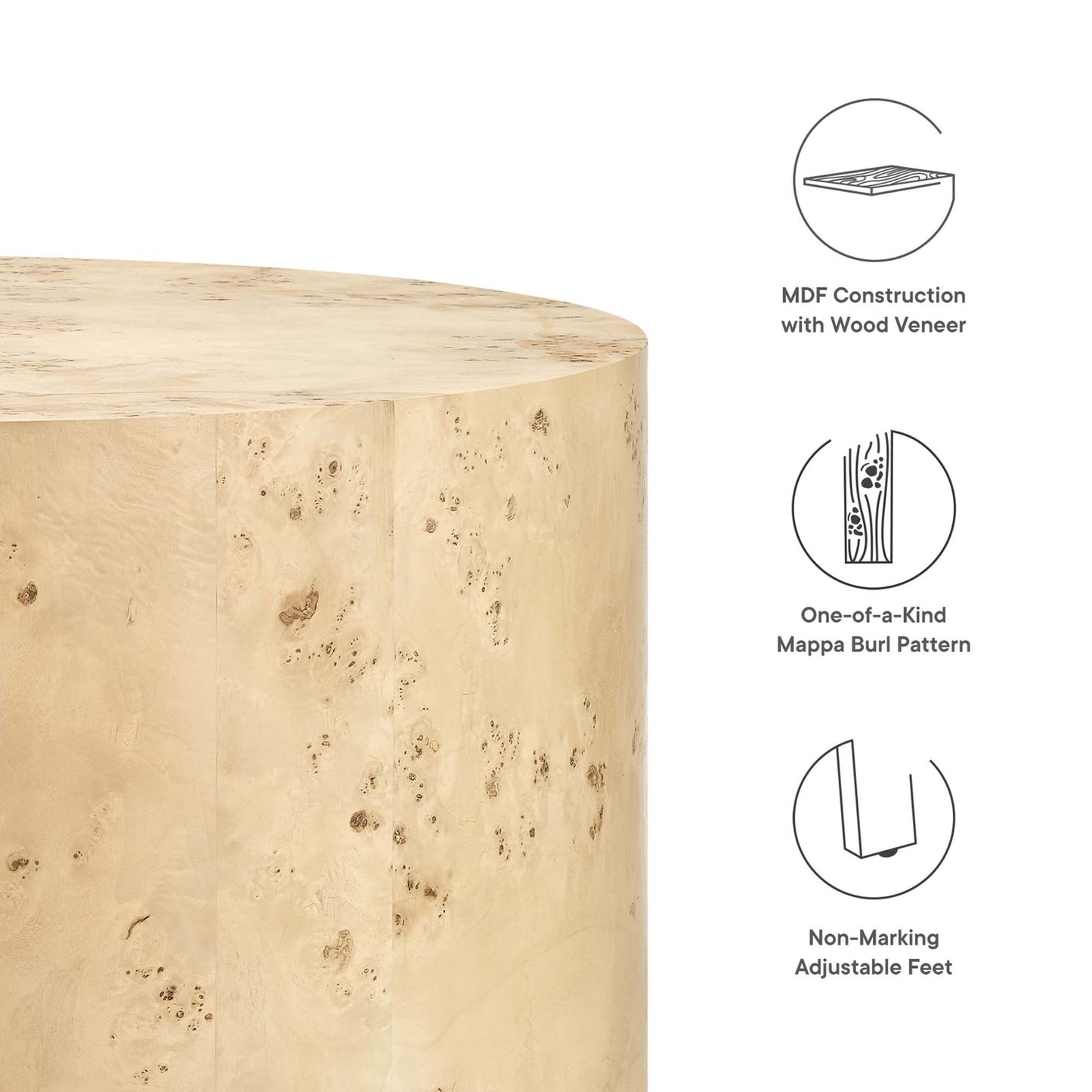 Cosmos Round Coffee Table in Natural Burl