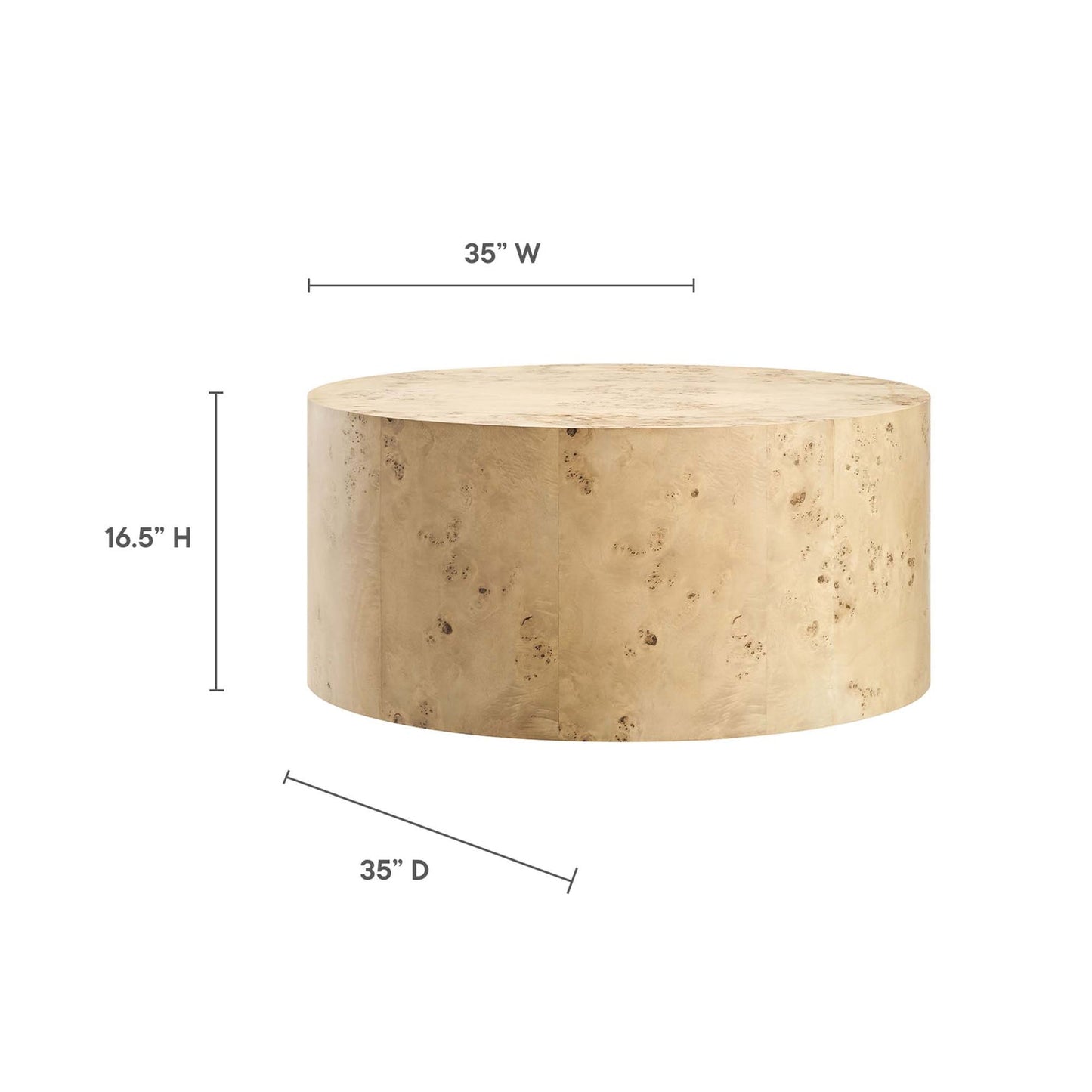 Cosmos Round Coffee Table in Natural Burl