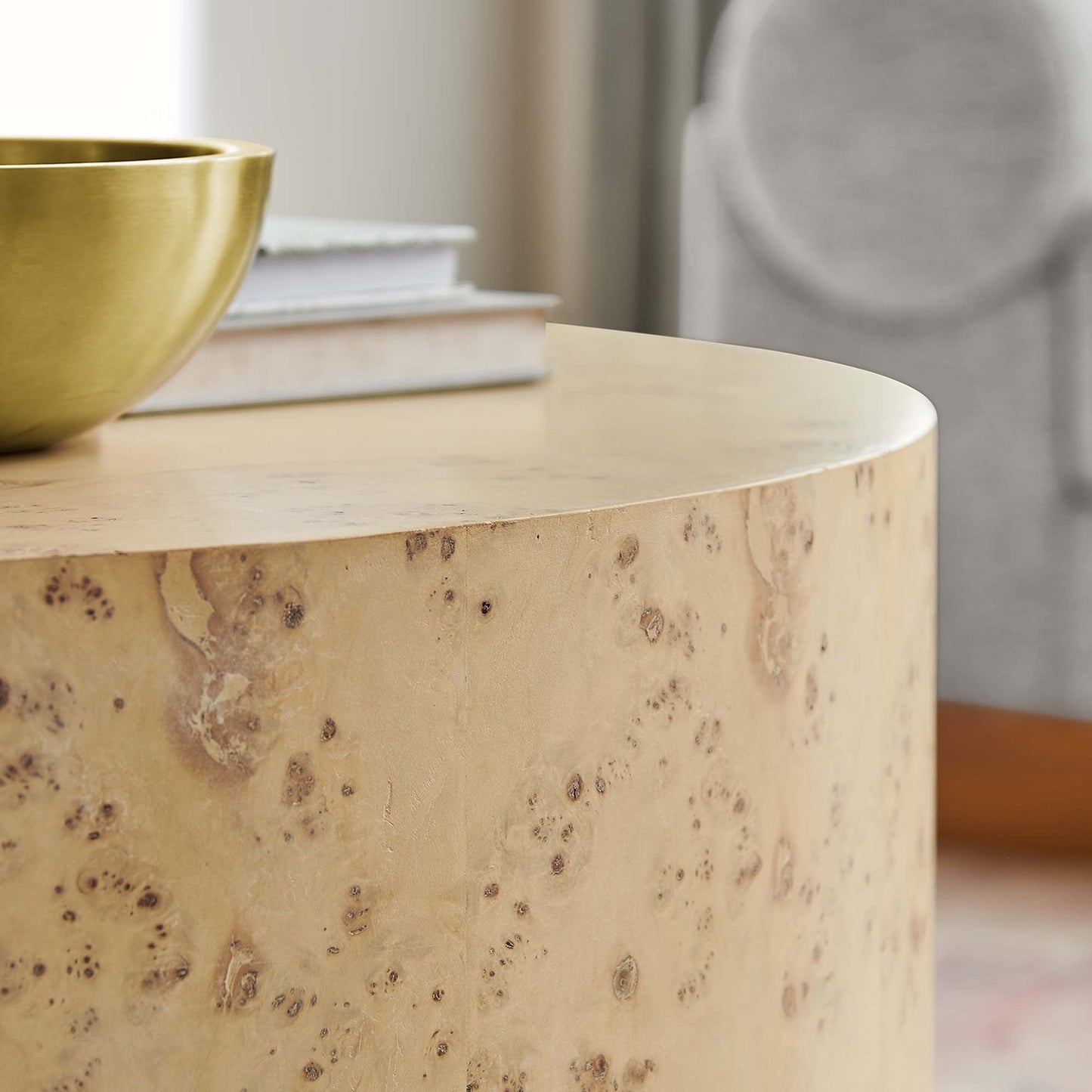 Cosmos Round Coffee Table in Natural Burl