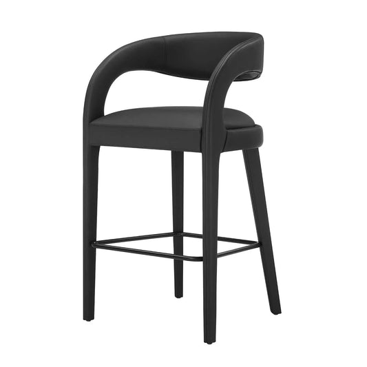 Pinnacle Set of 2 Vegan Leather Bar Stool in Black