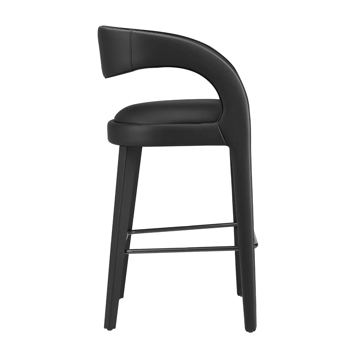 Pinnacle Set of 2 Vegan Leather Bar Stool in Black