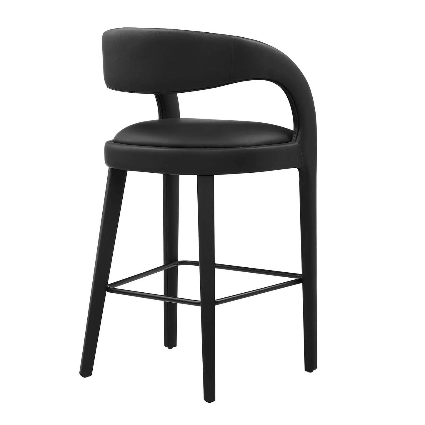 Pinnacle Set of 2 Vegan Leather Bar Stool in Black