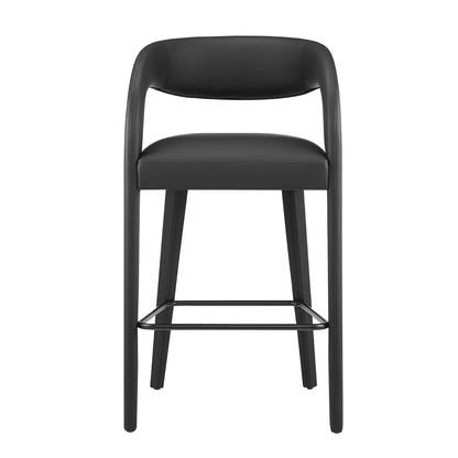 Pinnacle Set of 2 Vegan Leather Bar Stool in Black
