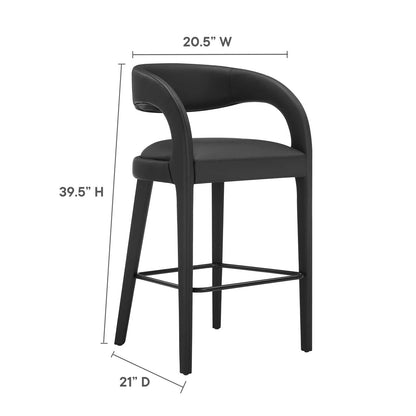 Pinnacle Set of 2 Vegan Leather Bar Stool in Black