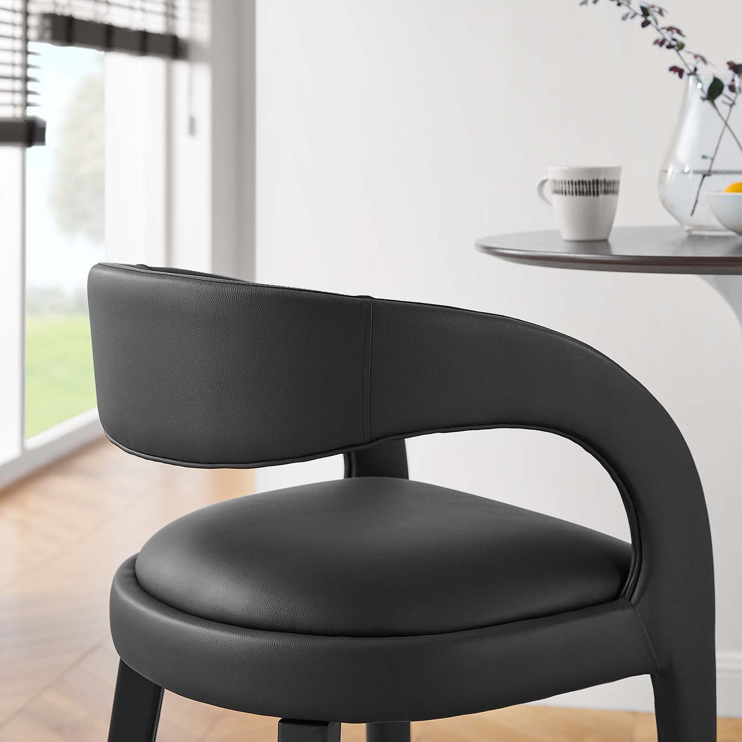 Pinnacle Set of 2 Vegan Leather Bar Stool in Black