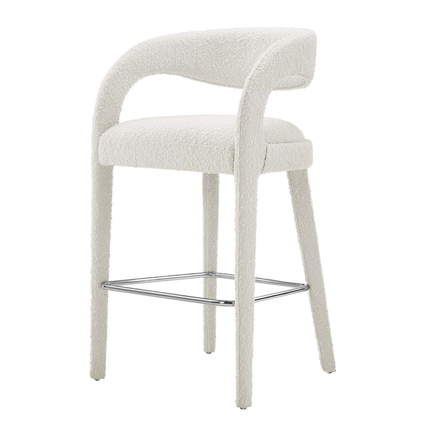 Pinnacle Set of 2 Boucle Upholstered Bar Stool in Ivory