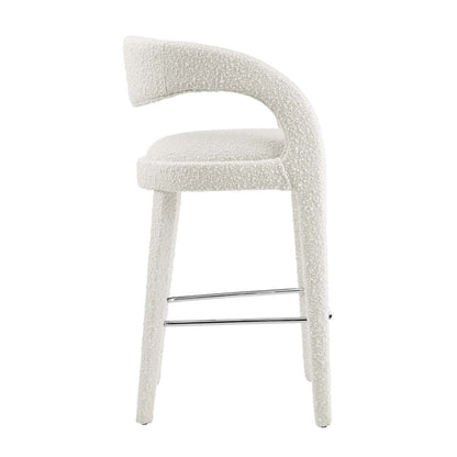 Pinnacle Set of 2 Boucle Upholstered Bar Stool in Ivory