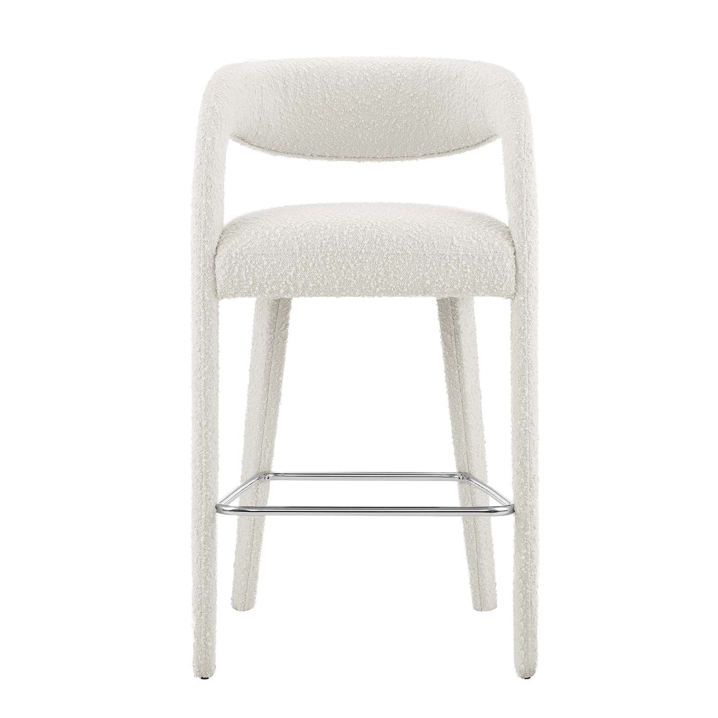 Pinnacle Set of 2 Boucle Upholstered Bar Stool in Ivory