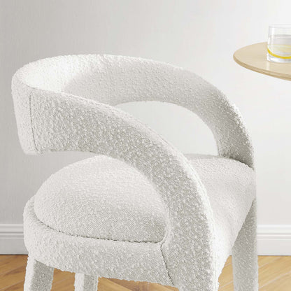 Pinnacle Set of 2 Boucle Upholstered Bar Stool in Ivory