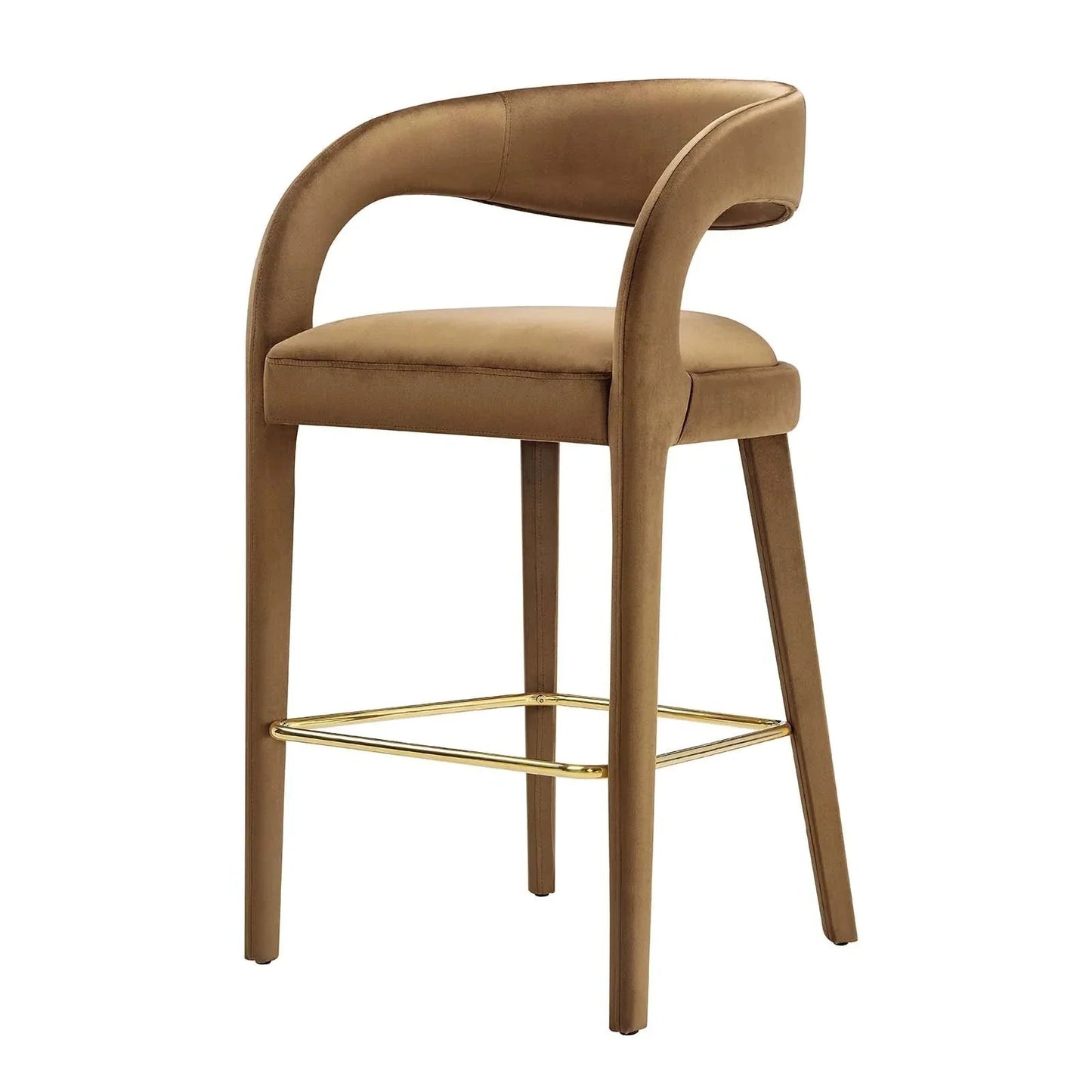 Pinnacle Set of 2 Performance Velvet Bar Stool in Cognac