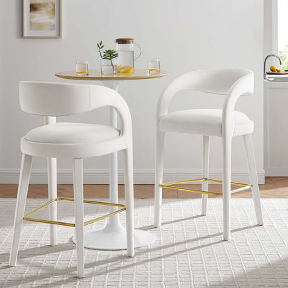 Pinnacle Set of 2 Performance Velvet Bar Stool in Ivory