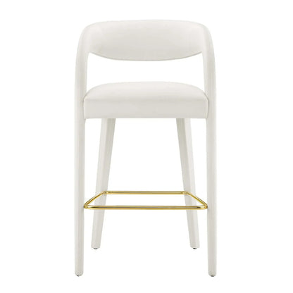 Pinnacle Set of 2 Performance Velvet Bar Stool in Ivory