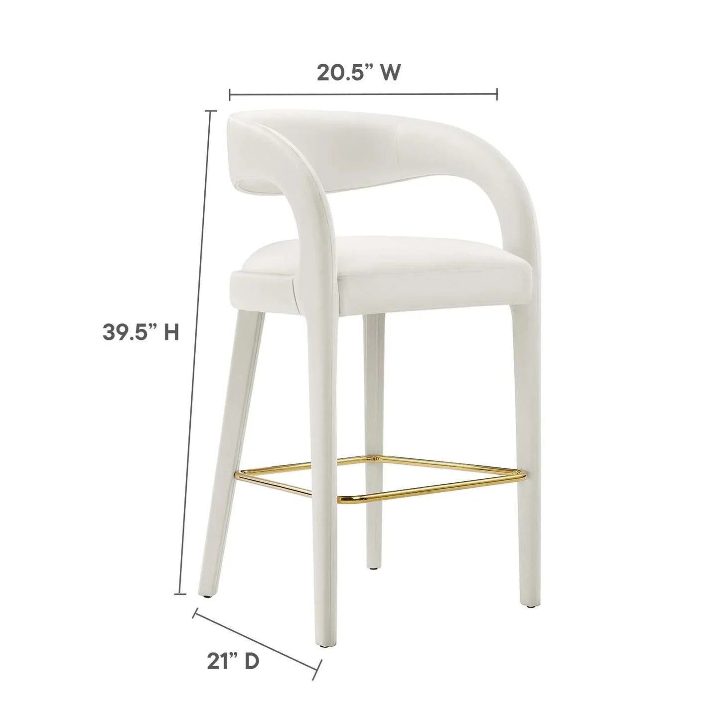 Pinnacle Set of 2 Performance Velvet Bar Stool in Ivory
