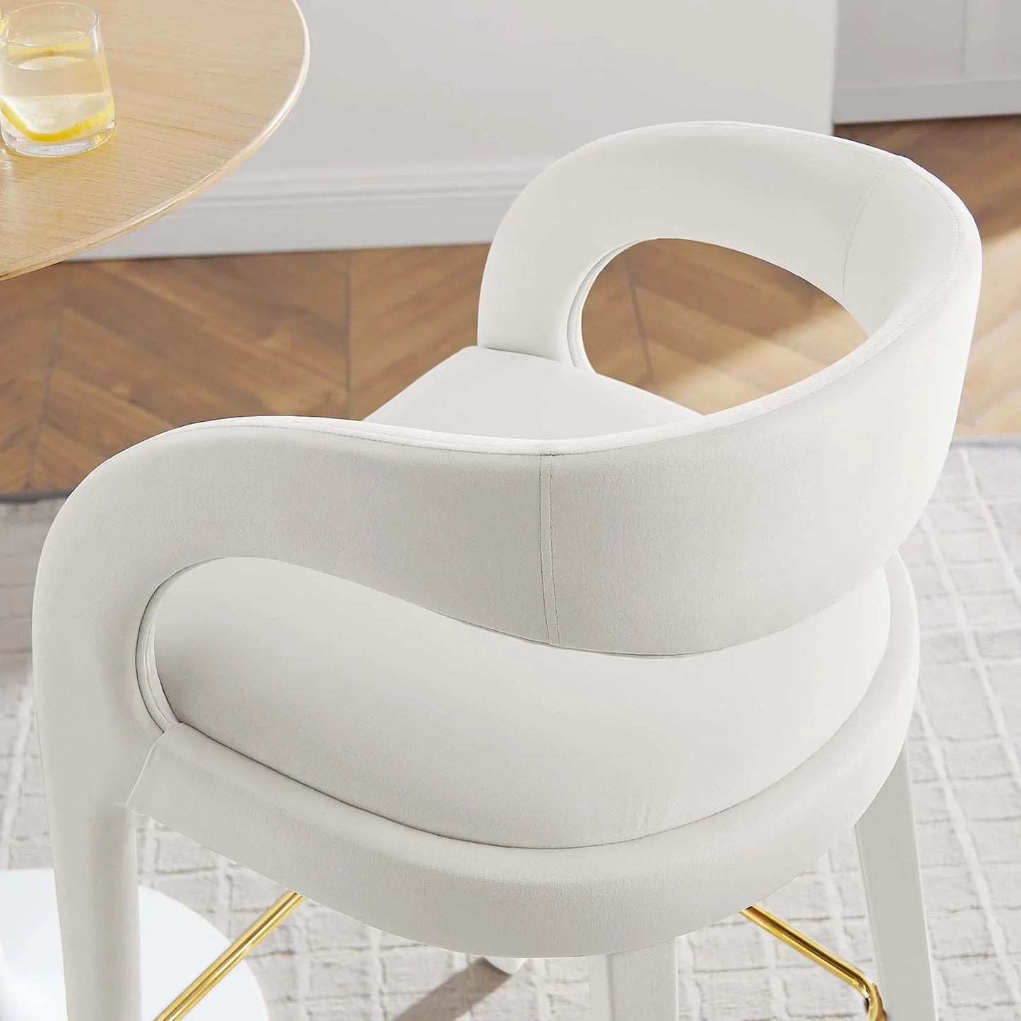 Pinnacle Set of 2 Performance Velvet Bar Stool in Ivory