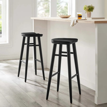 Saville Set of 2 Backless Bar Stools in Black