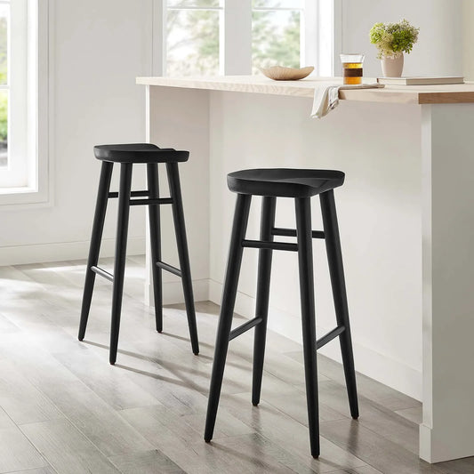 Saville Set of 2 Backless Bar Stools in Black
