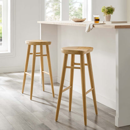 Saville Set of 2 Backless Bar Stools in Oak