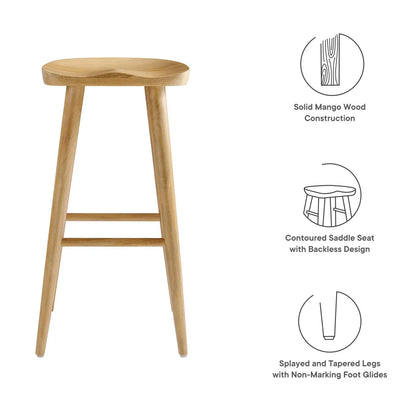 Saville Set of 2 Backless Bar Stools in Oak