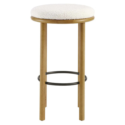 Fable Set of 2 Boucle Fabric Bar Stools in Oak