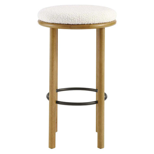 Fable Set of 2 Boucle Fabric Bar Stools in Oak