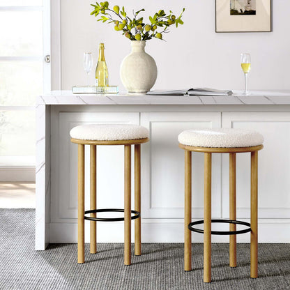 Fable Set of 2 Boucle Fabric Bar Stools in Oak