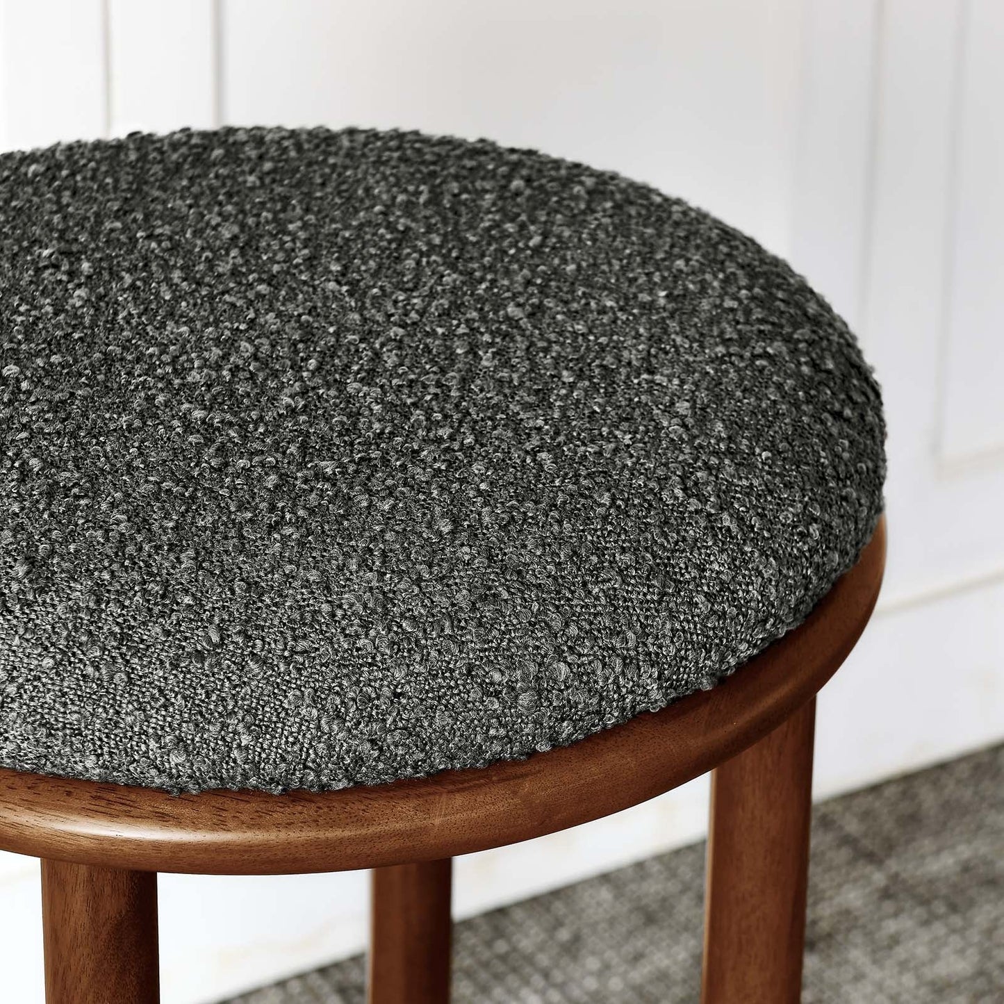 Fable Boucle Fabric Bar Stools in Walnut & Charcoal