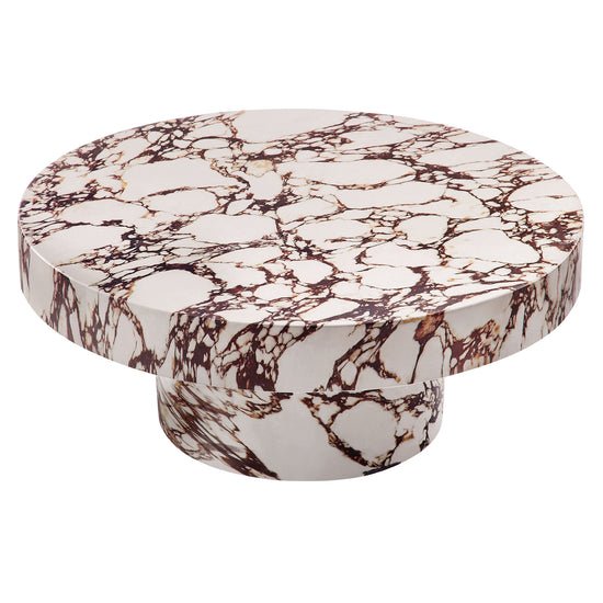 Alora Round Concrete Coffee Table – Faux Red Marble Finish