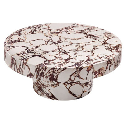 Alora Round Concrete Coffee Table – Faux Red Marble Finish