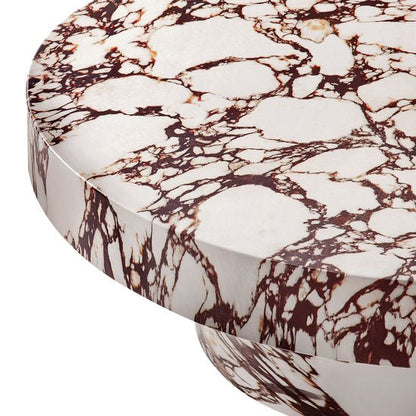 Alora Round Concrete Coffee Table – Faux Red Marble Finish