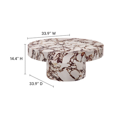 Alora Round Concrete Coffee Table – Faux Red Marble Finish