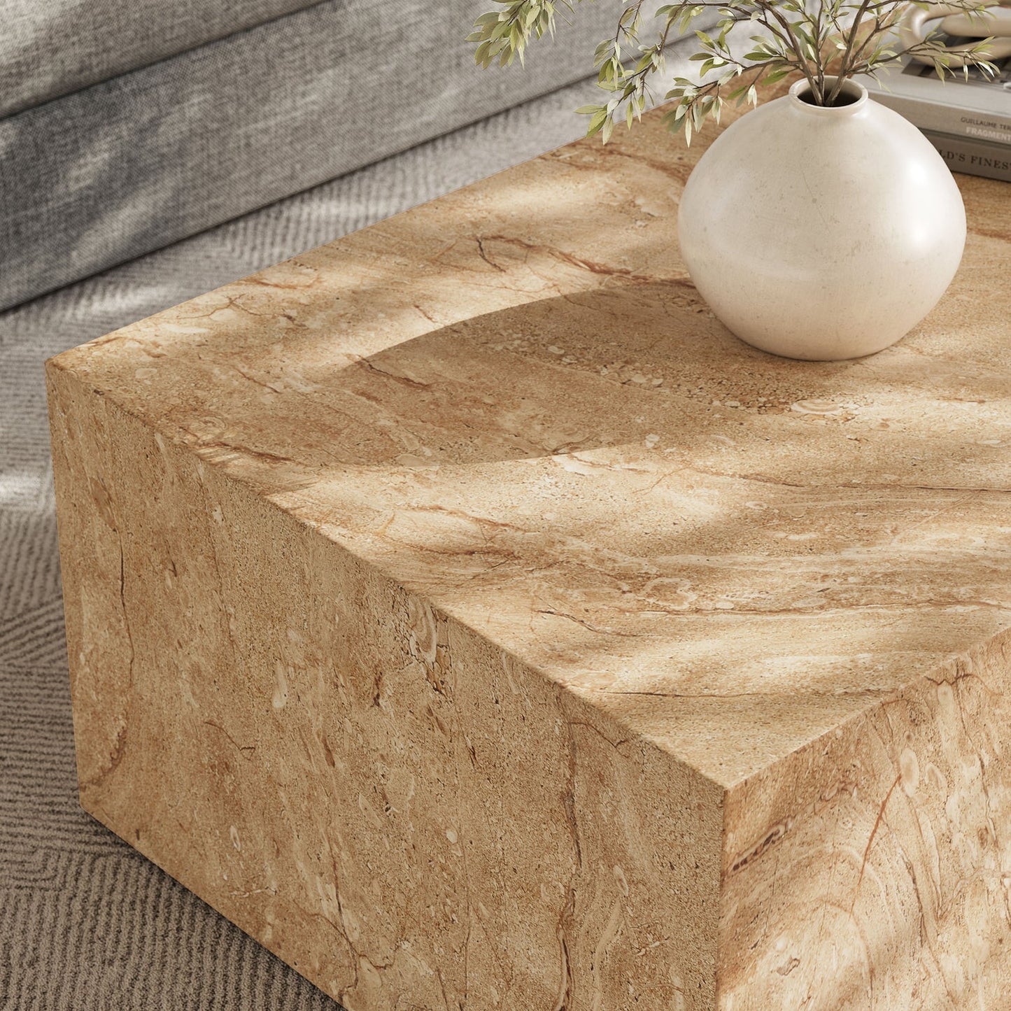 Jordana Concrete Table in Travertine