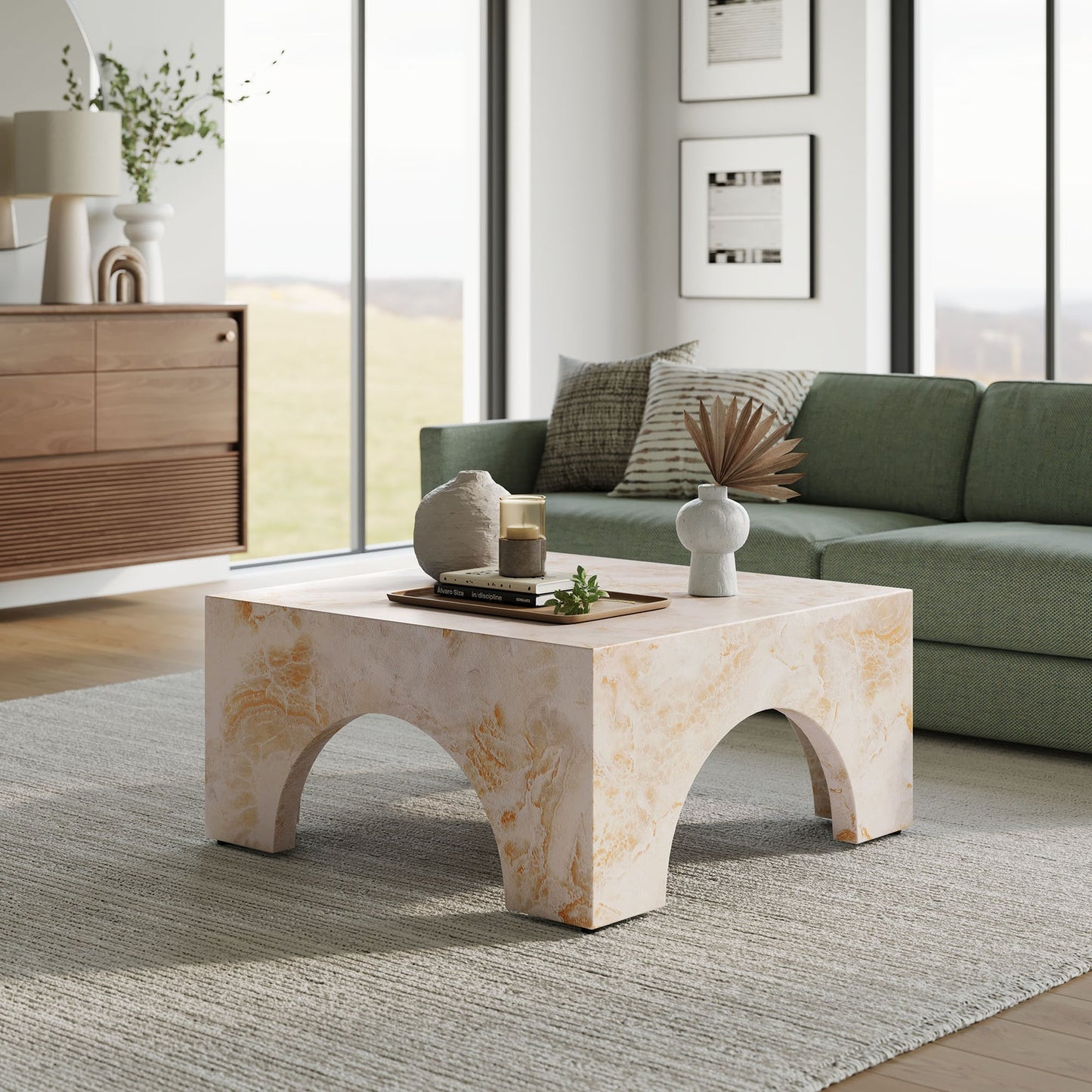 Valen Coffee Table in Honey Onyx