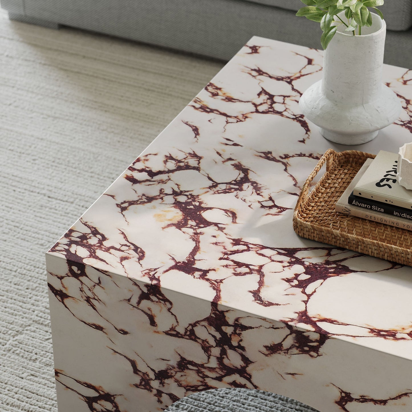 Valen Coffee Table in Red Marble